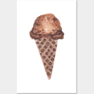 Chocolate ice cream cone Posters and Art